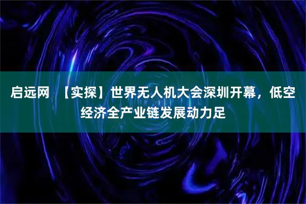 启远网  【实探】世界无人机大会深圳开幕，低空经济全产业链发展动力足